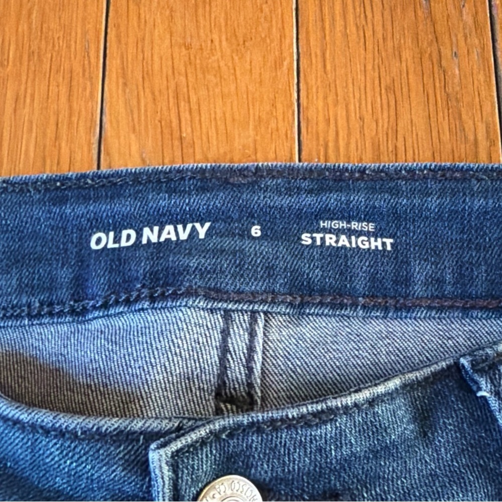 2 Pairs Old Navy OG High Rise Straight Blue Stretch Denim Jeans Women’s Sz 6 - Picture 6 of 9